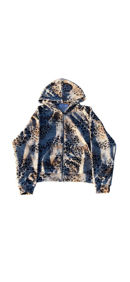 washed leopard zipup