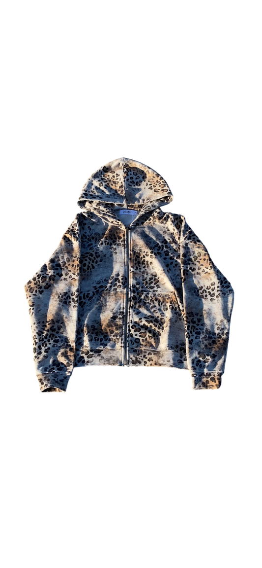 washed leopard zipup