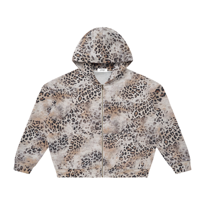 washed leopard zipup